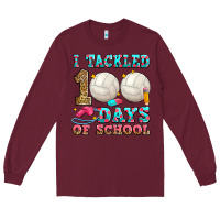 Burgundy i tackled 100 days of school volleyball Long Sleeve Tee - Zillion Design Studio