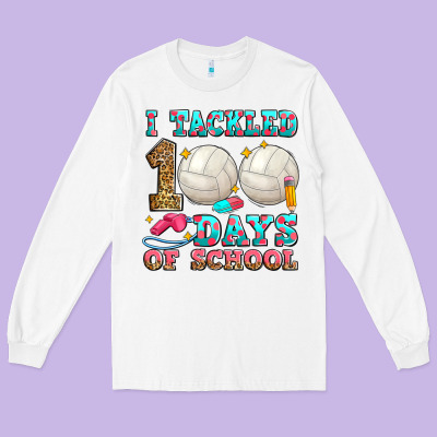 I Tackled 100 Days Of School Volleyball Long Sleeve Tee Designed By Zillion Design Studio