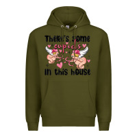 Army Green there's some cupid's in this house Premium Hoodie - MaliasSmallBusiness