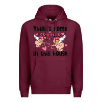 Burgundy there's some cupid's in this house Premium Hoodie - MaliasSmallBusiness
