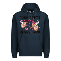 Navy there's some cupid's in this house Premium Hoodie - MaliasSmallBusiness