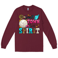 Burgundy small town big spirit volleyball Long Sleeve Tee - Zillion Design Studio