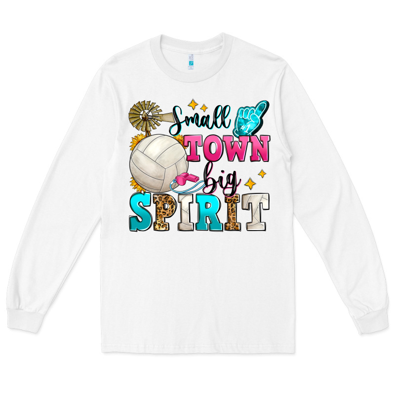 Small Town Big Spirit Volleyball Long Sleeve Tee by Zillion Design Studio | Teevron