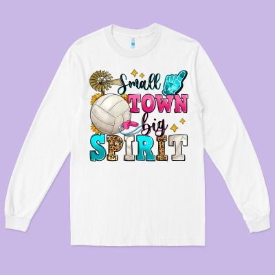 Small Town Big Spirit Volleyball Long Sleeve Tee Designed By Zillion Design Studio