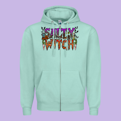 Salty Witch Zipper Hoodie Designed By Racoondesign