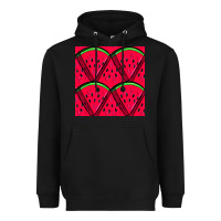 Black Watermelon Slices Seamless Pattern Heavyweight Hoodie - BundleAndBundleShop