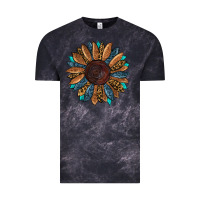 Cloud Black Fall Tooled Leather Sunflower Vintage Tee - RanaPortraitStore