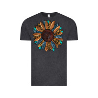 Vintage Black Fall Tooled Leather Sunflower Vintage Tee - RanaPortraitStore