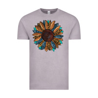 Vintage Zinc Fall Tooled Leather Sunflower Vintage Tee - RanaPortraitStore