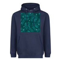 Navy Tropical  Leaves Seamless Pattern Heavyweight Hoodie - BundleAndBundleShop