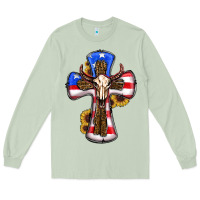 Matcha american flag cross cow skull sunflowers Long Sleeve Tee - RanaPortraitStore