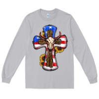 Moon Dust american flag cross cow skull sunflowers Long Sleeve Tee - RanaPortraitStore