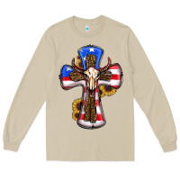 Mushroom american flag cross cow skull sunflowers Long Sleeve Tee - RanaPortraitStore