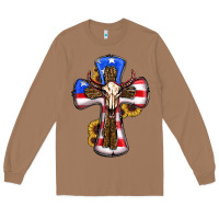 Toasted Coconut american flag cross cow skull sunflowers Long Sleeve Tee - RanaPortraitStore