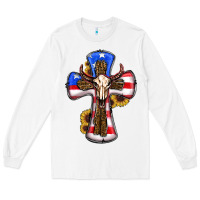 White american flag cross cow skull sunflowers Long Sleeve Tee - RanaPortraitStore