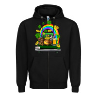 Black st patricks shamrock gold beer truck Zipper Hoodie - FaDigitalArtStudio