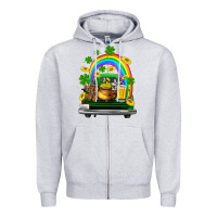Heather Grey st patricks shamrock gold beer truck Zipper Hoodie - FaDigitalArtStudio