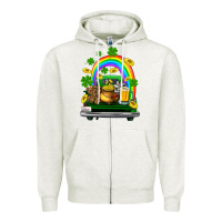 Oatmeal Heather st patricks shamrock gold beer truck Zipper Hoodie - FaDigitalArtStudio