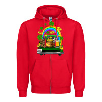 Red st patricks shamrock gold beer truck Zipper Hoodie - FaDigitalArtStudio