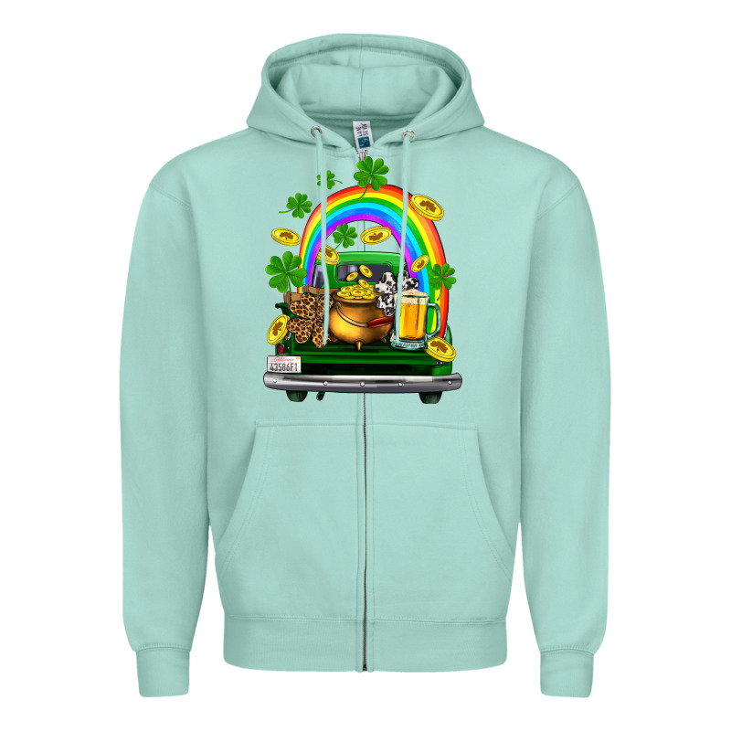 St Patricks Shamrock Gold Beer Truck Zipper Hoodie by FaDigitalArtStudio | Teevron