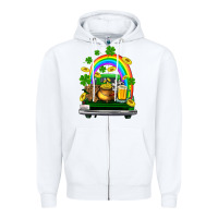 White st patricks shamrock gold beer truck Zipper Hoodie - FaDigitalArtStudio