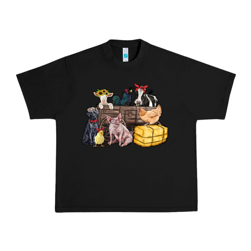Farm Animals Wagon Urban Heavy Tee by Zillion Design Studio | Teevron