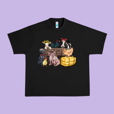 Farm Animals Wagon Urban Heavy Tee Designed By Zillion Design Studio