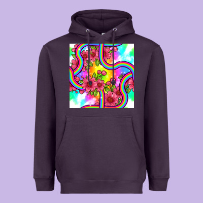 Tie Dye Floral Seamless Pattern Heavyweight Hoodie Designed By Bundleandbundleshop