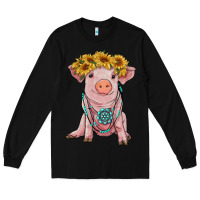Black sunflower pig with gemstone Long Sleeve Tee - RanaPortraitStore
