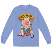 Colony Blue sunflower pig with gemstone Long Sleeve Tee - RanaPortraitStore