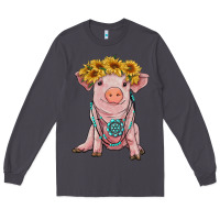 Smoke sunflower pig with gemstone Long Sleeve Tee - RanaPortraitStore