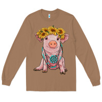 Toasted Coconut sunflower pig with gemstone Long Sleeve Tee - RanaPortraitStore