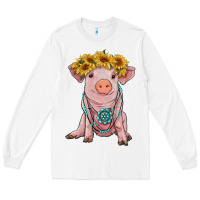 White sunflower pig with gemstone Long Sleeve Tee - RanaPortraitStore