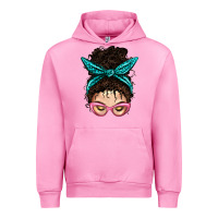 Fuchsia Pink Messy Curly Bun Mom With Leopard Bandana Urban Hoodie - BundleAndBundleShop