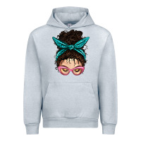 Messy Curly Bun Mom With Leopard Bandana Urban Hoodie | Teevron