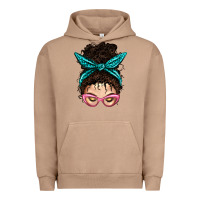 Pigment Burro Messy Curly Bun Mom With Leopard Bandana Urban Hoodie - BundleAndBundleShop