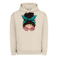 Pigment French Oak Messy Curly Bun Mom With Leopard Bandana Urban Hoodie - BundleAndBundleShop