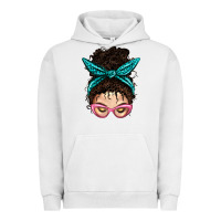Pigment Lunar Rock Messy Curly Bun Mom With Leopard Bandana Urban Hoodie - BundleAndBundleShop