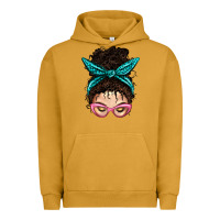 Pigment Peanut Butter Messy Curly Bun Mom With Leopard Bandana Urban Hoodie - BundleAndBundleShop