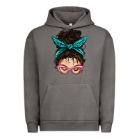 Pigment Tornado Messy Curly Bun Mom With Leopard Bandana Urban Hoodie - BundleAndBundleShop