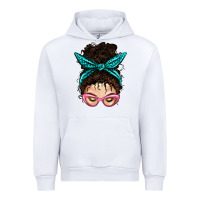 White Messy Curly Bun Mom With Leopard Bandana Urban Hoodie - BundleAndBundleShop