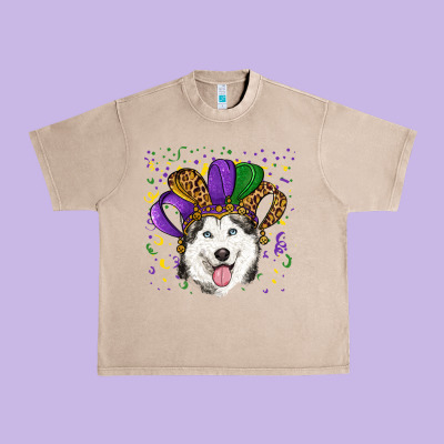 Urban Heavy Tee Mardi gras hat husky
