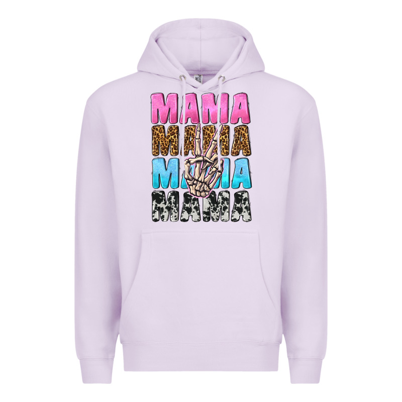 Mama Skeleton Peace Leopard Pattern Premium Hoodie by NancyCooperArtShop | Teevron