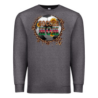 Charcoal Heather soccer mom with serape and leopard Premium Sweatshirt - Artiststas