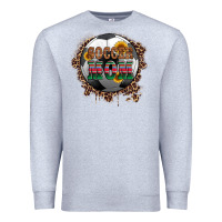 Heather Grey soccer mom with serape and leopard Premium Sweatshirt - Artiststas