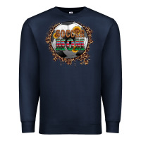 Navy soccer mom with serape and leopard Premium Sweatshirt - Artiststas