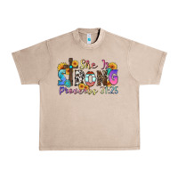 French Oak she is strong proverbs 31 25 Urban Heavy Tee - Zillion Design Studio