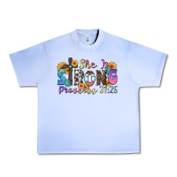 Grape Ice she is strong proverbs 31 25 Urban Heavy Tee - Zillion Design Studio