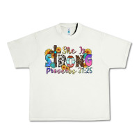 Pistachio she is strong proverbs 31 25 Urban Heavy Tee - Zillion Design Studio