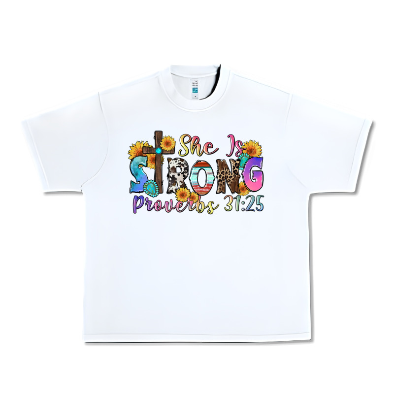 She Is Strong Proverbs 31 25 Urban Heavy Tee by Zillion Design Studio | Teevron